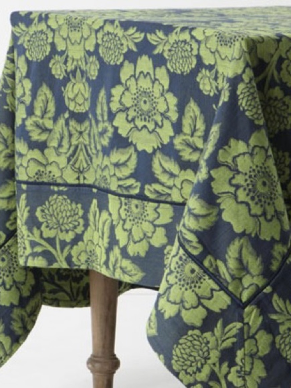 Anthropologie Magnolia Jacquard Tablecloth in Blue and Green
